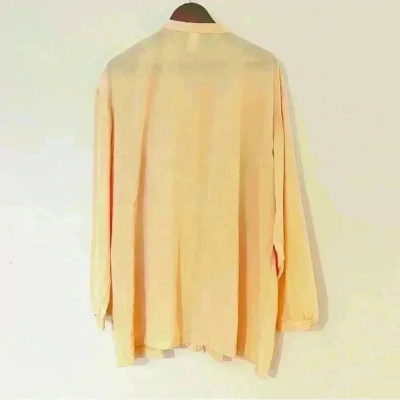 Vintage 70s Pastel Yellow Pleated Bib Button Down Shirt - Picture 2 of 3